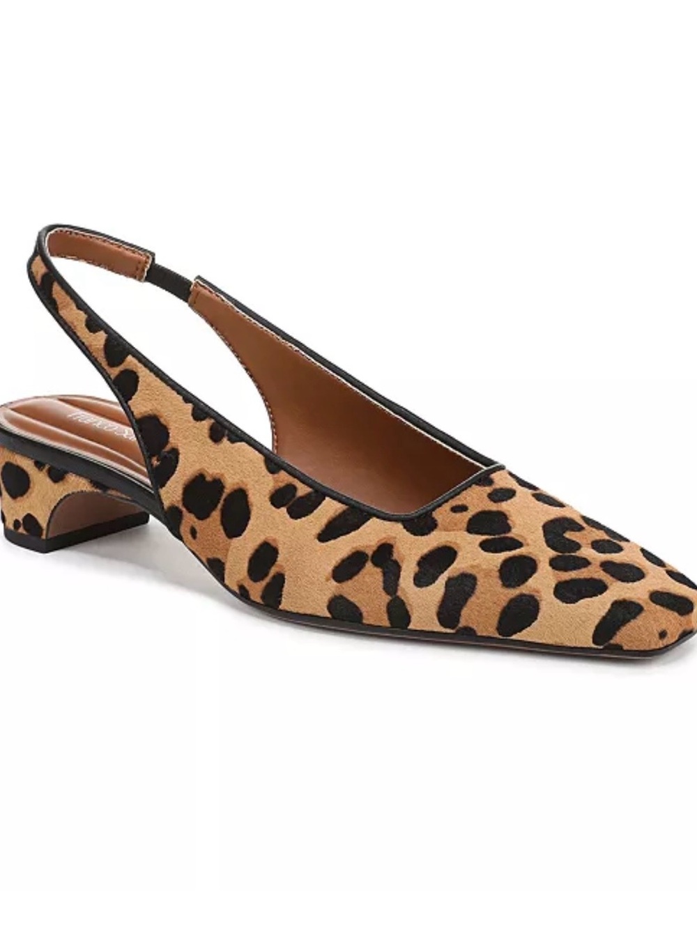 Franco Sarto Leopard Print Slingback Pointed Toe Mules - Tan & Black - Picture 2 of 16
